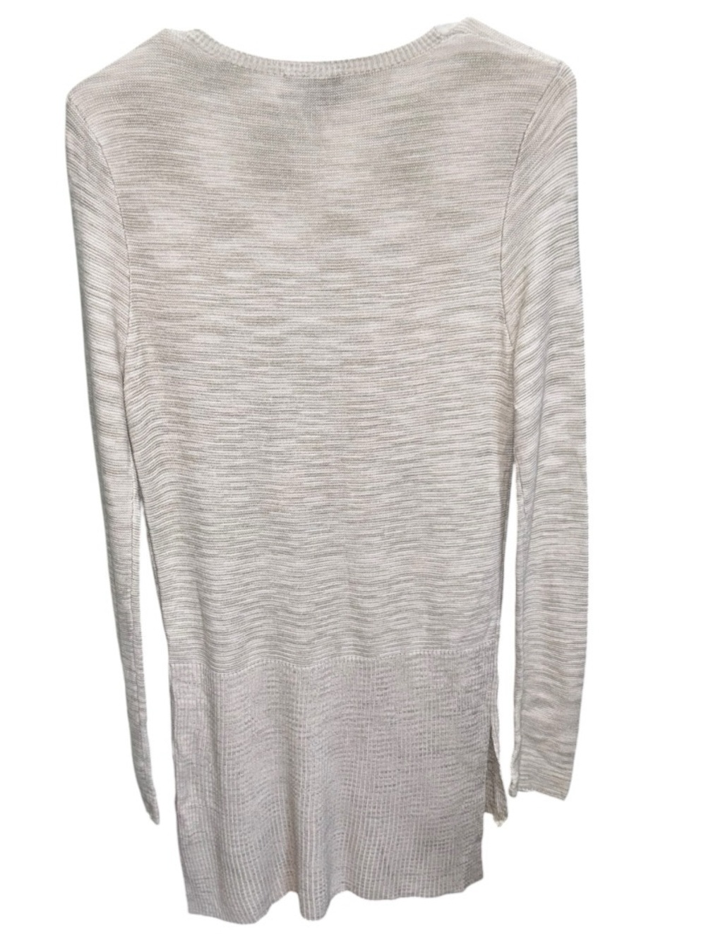 Lumiere Oatmeal Knit Tunic Sweater V-Neck Peplum Hem Lightweight Boho Small - Picture 2 of 5